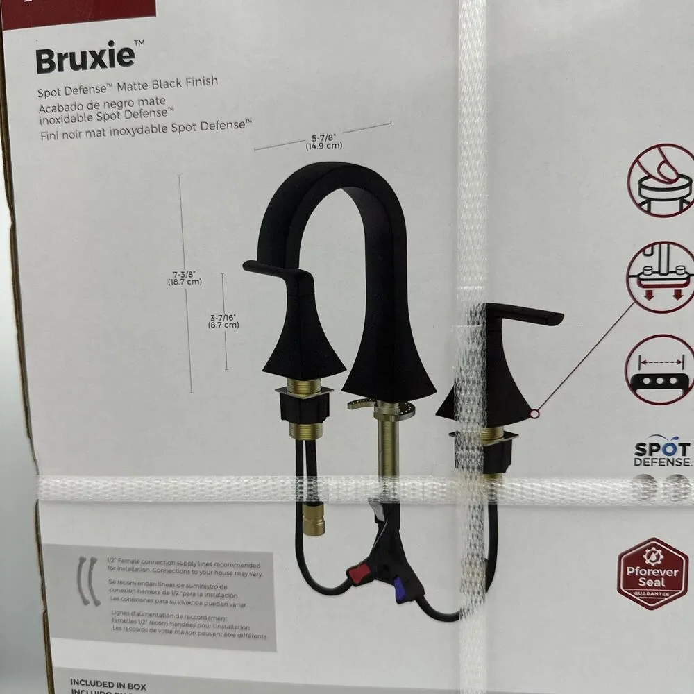 Pfister Bruxie Widespread Double Handle Bathroom Faucet in Matte Black Finish
